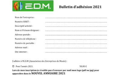 Adhésion à l’association EDM pour 2021
